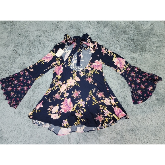 Free People MIDNIGHT COMBO floral blouse /dress - Picture 4 of 11
